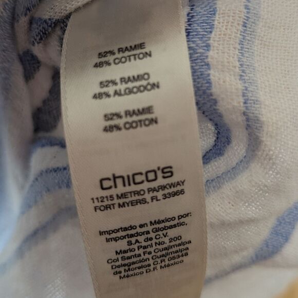 Chico's Petite Summer Stripe Cana II Top blue and white stripes - Picture 6 of 6